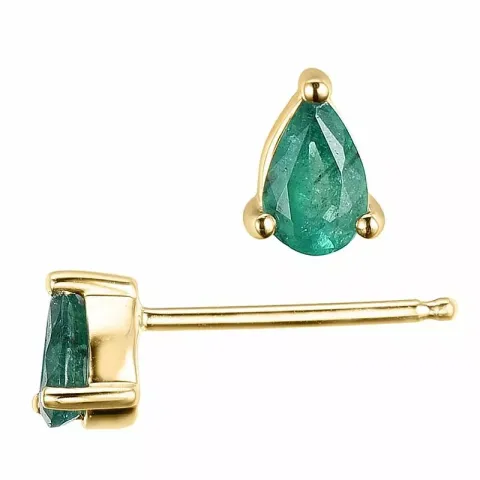 2 x 0,21 ct Schmuck grünen Smaragd Ohrstecker in 14 Karat Gold mit Smaragd