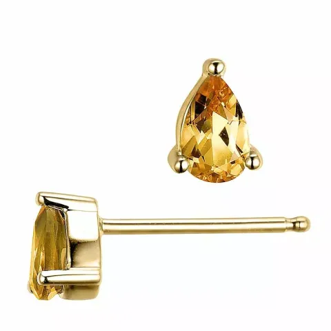 2 x 0,20 ct Schmuck gelbe Citrin Ohrstecker in 14 Karat Gold mit Citrin