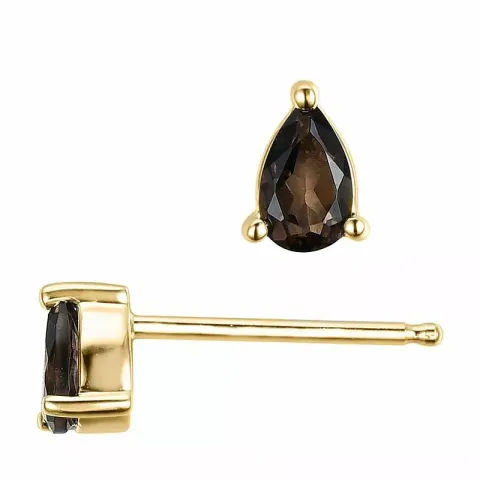 2 x 0,20 ct Schmuck rauchfarbenen Quarz Ohrstecker in 14 Karat Gold mit Quarz