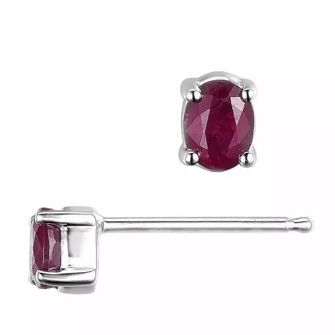 2 x 0,25 ct Schmuck Rubin Ohrstecker in 14 Karat Weißgold mit Rubin