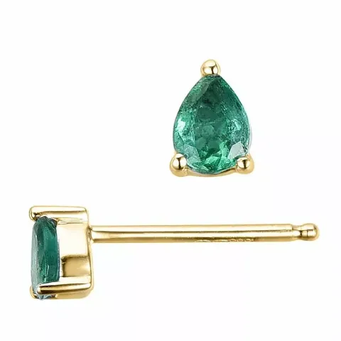 2 x 0,15 ct grünen Smaragd Ohrstecker in 14 Karat Gold mit Smaragd