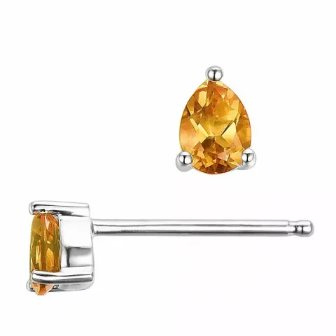 2 x 0,14 ct Citrin Ohrstecker in 14 Karat Weißgold mit Citrin 