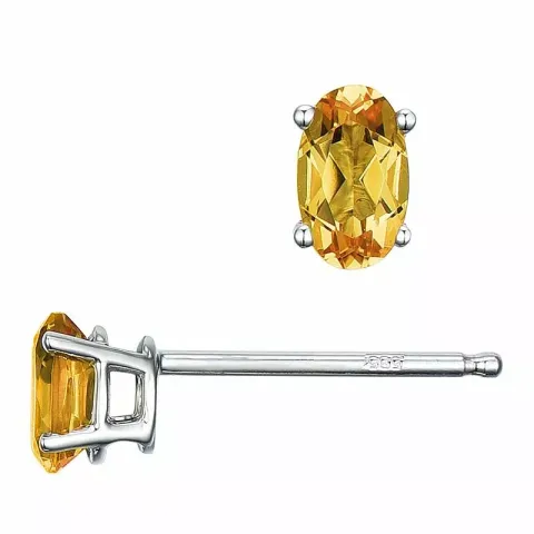 2 x 0,25 ct gelbe Citrin Ohrstecker in 14 Karat Weißgold mit Citrin 