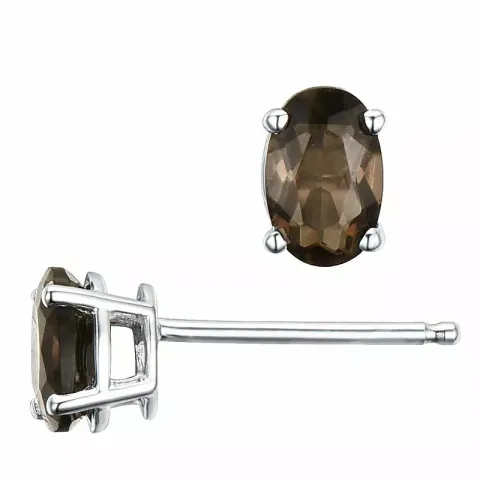 2 x 0,45 ct rauchfarbenen Quarz Ohrstecker in 14 Karat Weißgold mit Quarz
