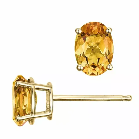 2 x 0,80 ct gelbe Citrin Ohrstecker in 14 Karat Gold mit Citrin