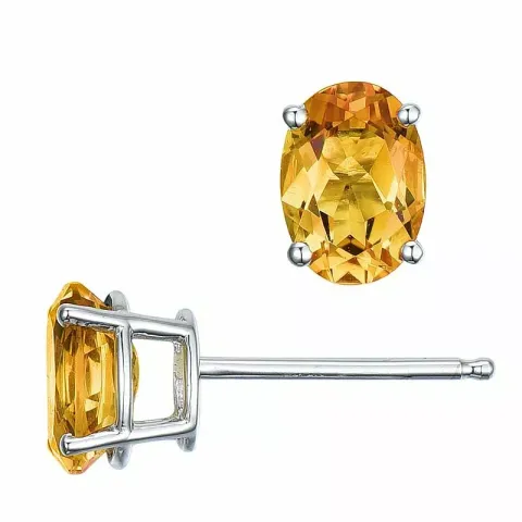 2 x 0,80 ct gelbe Citrin Ohrstecker in 14 Karat Weißgold mit Citrin