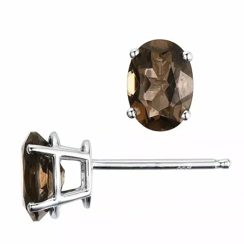 2 x 0,80 ct rauchfarbenen Quarz Ohrstecker in 14 Karat Weißgold mit Quarz