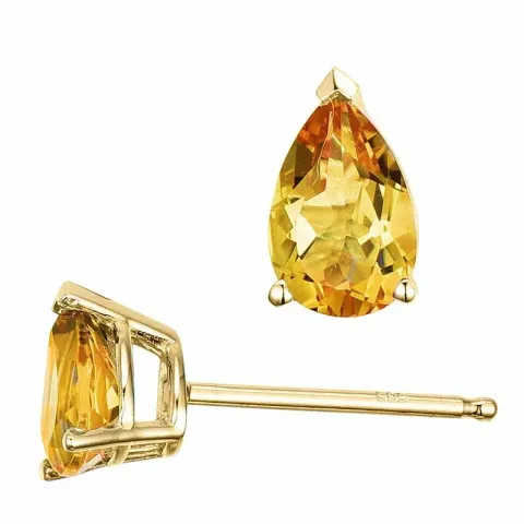 2 x 0,40 ct gelbe Citrin Ohrstecker in 14 Karat Gold mit Citrin