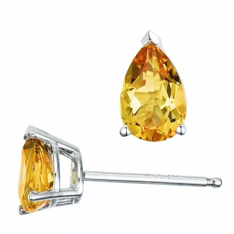 2 x 0,40 ct gelbe Citrin Ohrstecker in 14 Karat Weißgold mit Citrin 