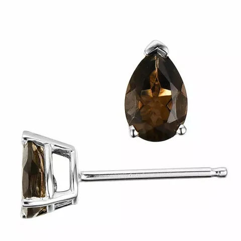 2 x 0,40 ct rauchfarbenen Quarz Ohrstecker in 14 Karat Weißgold mit Quarz