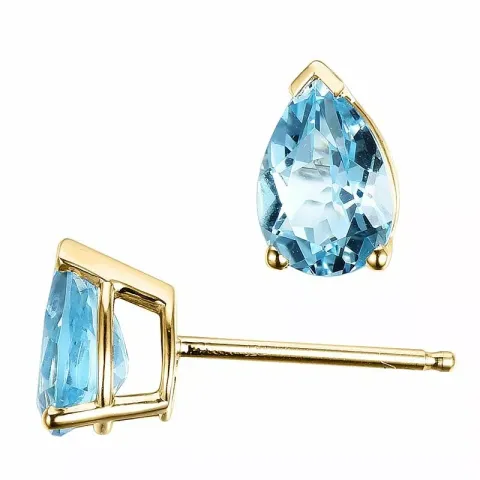 2 x 0,85 ct blauem Topas Ohrstecker in 14 Karat Gold mit Topas