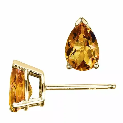 2 x 0,68 ct gelbe Citrin Ohrstecker in 14 Karat Gold mit Citrin
