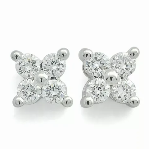 Blumen Diamantohrringe in 14 Karat Weißgold mit Diamant