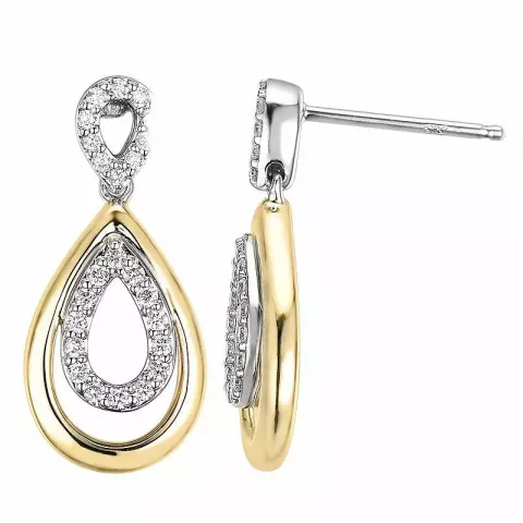 Tropfen Diamant Ohrringe in 14 Karat Gold und Weißgold mit Diamant 