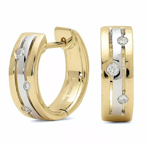 13 mm Diamant Kreole in 14 Karat Gold und Weißgold mit Diamant