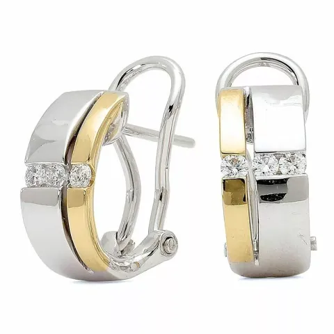 Runden Diamant Kreole in 14 Karat Gold und Weißgold mit Diamanten