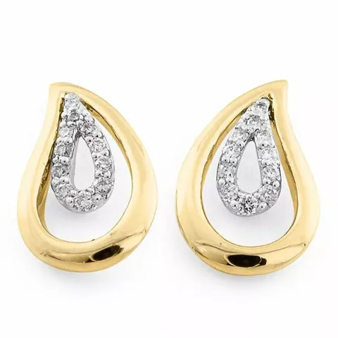 Tropfen Diamant Ohrstecker in 14 Karat Gold und Weißgold mit Diamant