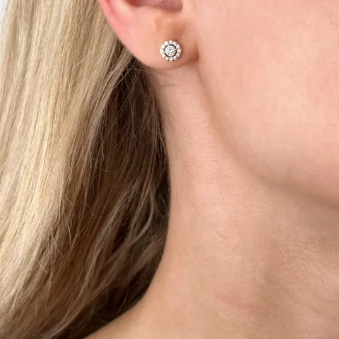 runden Diamant Ohrstecker in 14 Karat Gold mit Diamant