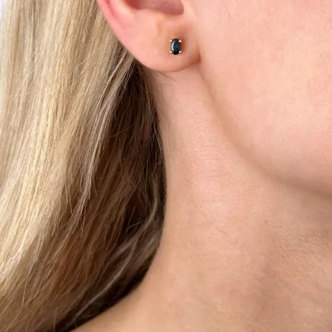 2 x 0,35 ct blauem Saphir Ohrstecker in 14 Karat Gold mit Saphir