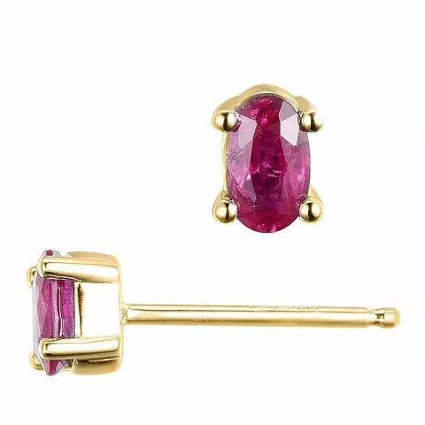 2 x 0,35 ct rotem Rubin Ohrstecker in 14 Karat Gold mit Rubin
