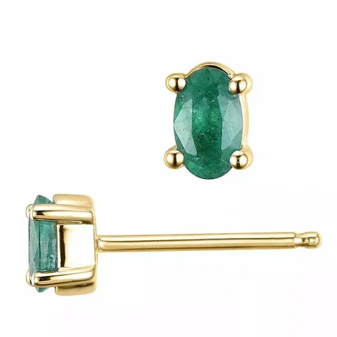 JOBO Boutons Oval 585 Gold Gelbgold 2 Smaragde Grün Ohrringe Ohrhänger