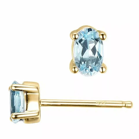 2 x 0,30 ct ovalen hellblauem Topas Ohrstecker in 14 Karat Gold mit Topas 