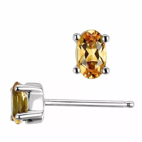 2 x 0,25 ct Citrin Ohrstecker in 14 Karat Weißgold mit Citrin 