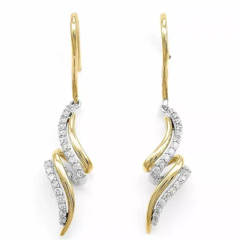 lange Diamant Ohrringe in 14 Karat Gold und Weißgold mit Diamant