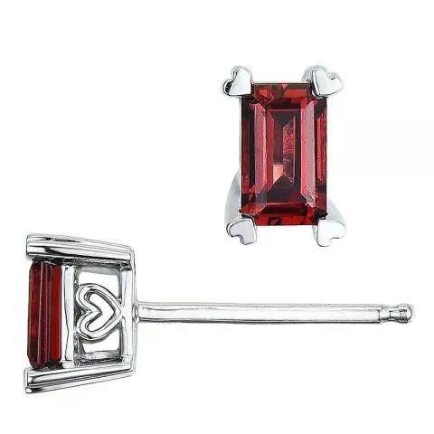 2 x 0,39 ct viereckigem Granat Ohrstecker in 14 Karat Weißgold mit Granat
