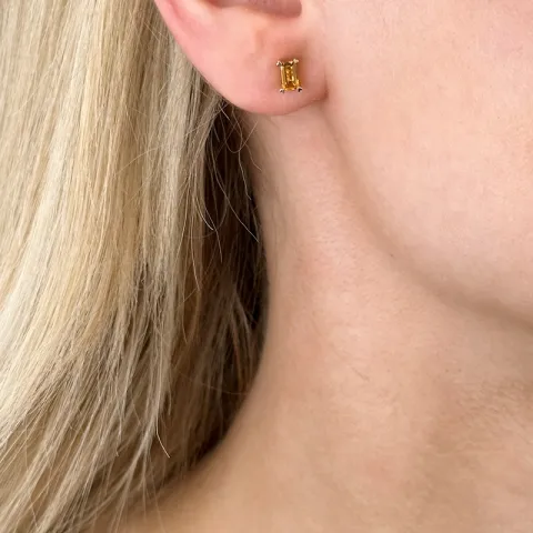 2 x 0,28 ct viereckigem gelbe Citrin Ohrstecker in 14 Karat Gold mit Citrin