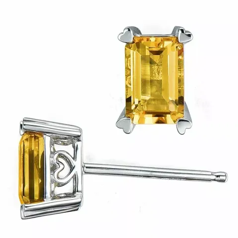 2 x 0,55 ct Schmuck Citrin Ohrstecker in 14 Karat Weißgold mit Citrin