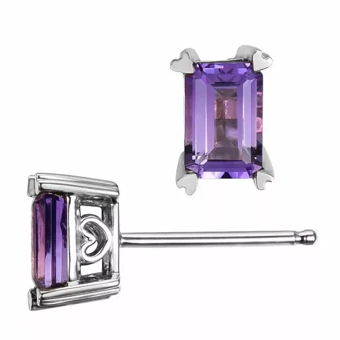2 x 0,55 ct Schmuck Amethyst Ohrstecker in 14 Karat Weißgold mit Amethyst