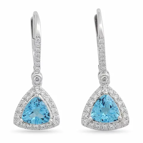 dreieck Topas Diamantohrringe in 14 Karat Weißgold mit Topas und Diamant