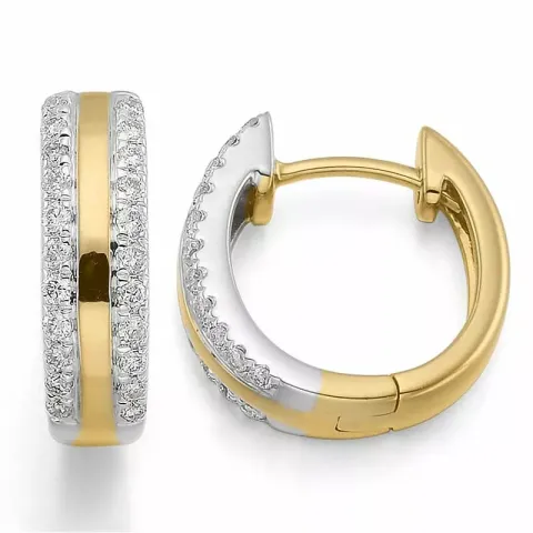 13 mm Diamant Kreole in 14 Karat Gold und Weißgold mit Diamant 