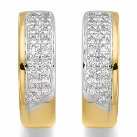 14 mm Diamant Kreole in 14 Karat Gold und Weißgold mit Diamant 