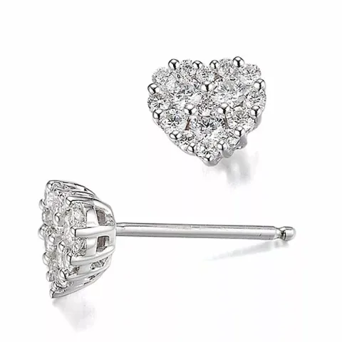 Herz Diamantohrringe in 14 Karat Weißgold mit Diamant