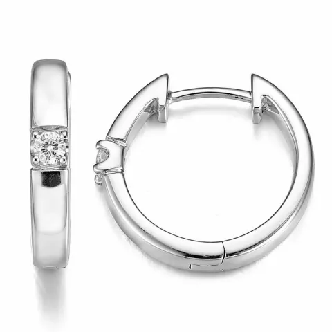 17 mm Diamant Kreole in 14 Karat Weißgold mit Diamant