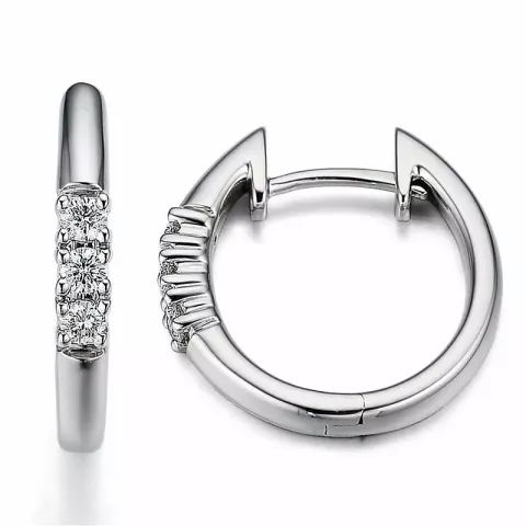 15 mm Diamant Kreole in 14 Karat Weißgold mit Diamant