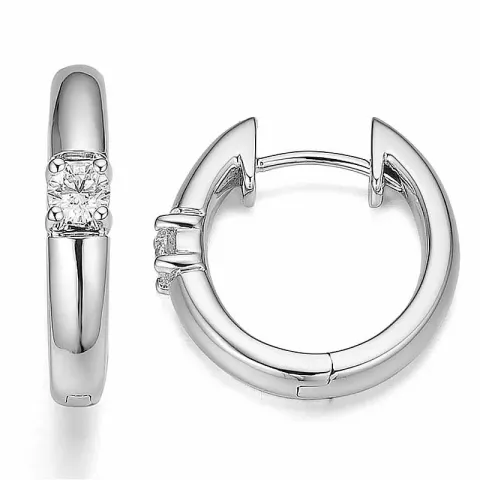 17 mm Diamant Kreole in 14 Karat Weißgold mit Diamant