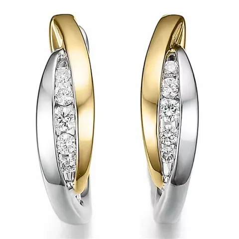 13 mm Diamant Kreole in 14 Karat Gold und Weißgold mit Diamant