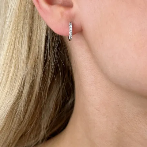 13 mm Diamant Kreole in 14 Karat Weißgold mit Diamant