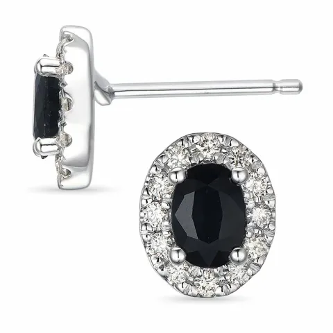 Rosette Saphir Diamantohrringe in 14 Karat Weißgold mit Saphiren und Diamanten