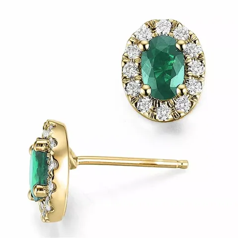 Rosette Smaragd Diamantohrringe in 14 Karat Gold mit Smaragden und Diamanten
