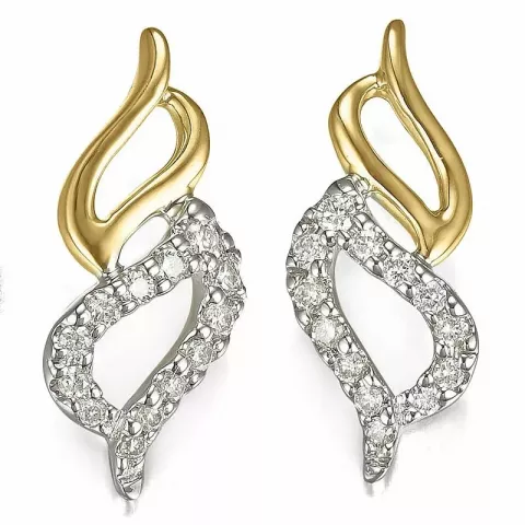 Weißen Diamant Ohrringe in 14 Karat Gold und Weißgold mit Diamanten 