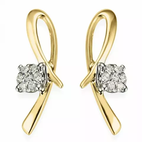 Schleife Diamant Brillantohrringen in 14 Karat Gold und Weißgold mit Diamant 