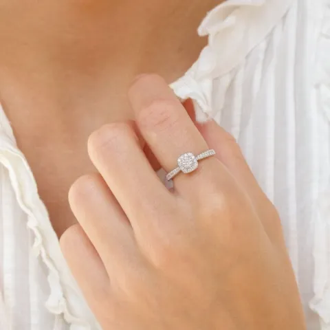 viereckigem Diamantring in 14 Karat Weißgold 0,26 ct 0,26 ct