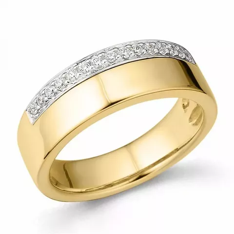 Breit Diamant Ring in 14 Karat Gold- und Weißgold 0,15 ct