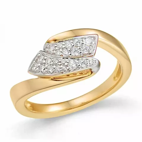abstraktem Diamant Ring in 14 Karat Gold- und Weißgold 0,25 ct