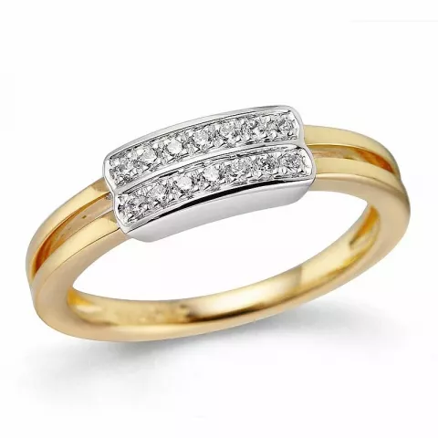 Viereckigem Diamant Ring in 14 Karat Gold- und Weißgold 0,126 ct