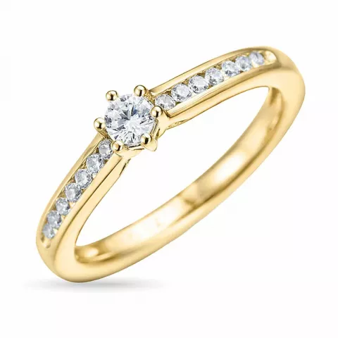 weißem Diamant Gold Ring in 14 Karat Gold 0,14 ct 0,08 ct